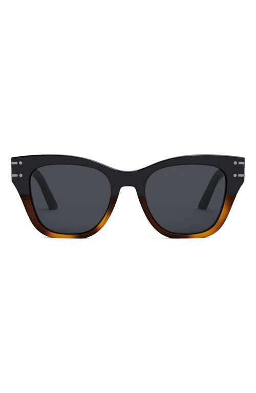 'DiorSignature B4I 52mm Butterfly Sunglasses in Shiny Black /Smoke at Nordstrom
