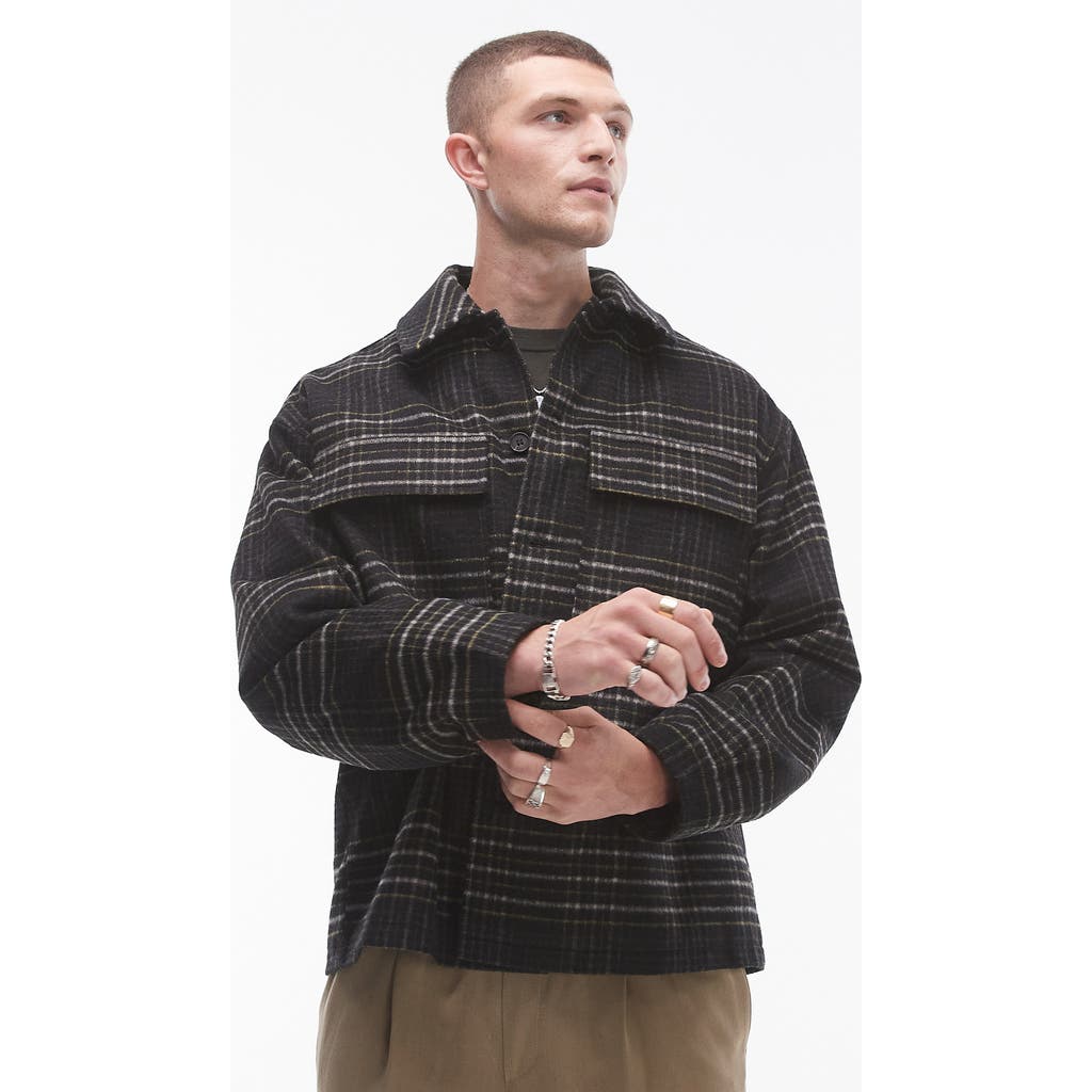 Topman Check Shacket in Navy