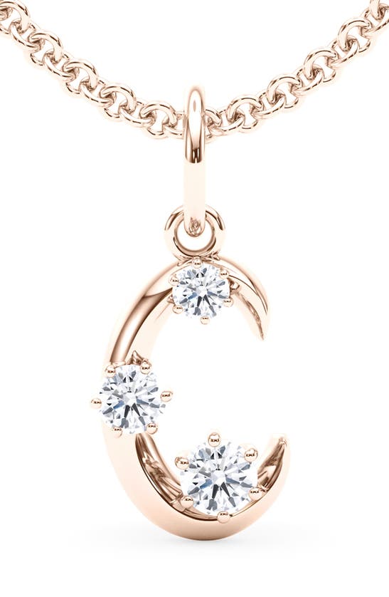 Hautecarat Graduated Lab-created Diamond Initial Letter Pendant Necklace In C - 18k Rose Gold