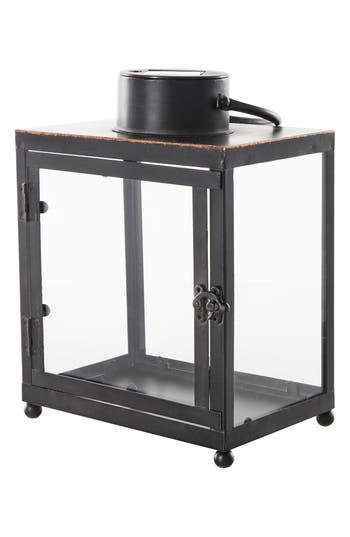 Ginger Birch Studio Black Metal Candle Lantern In Black