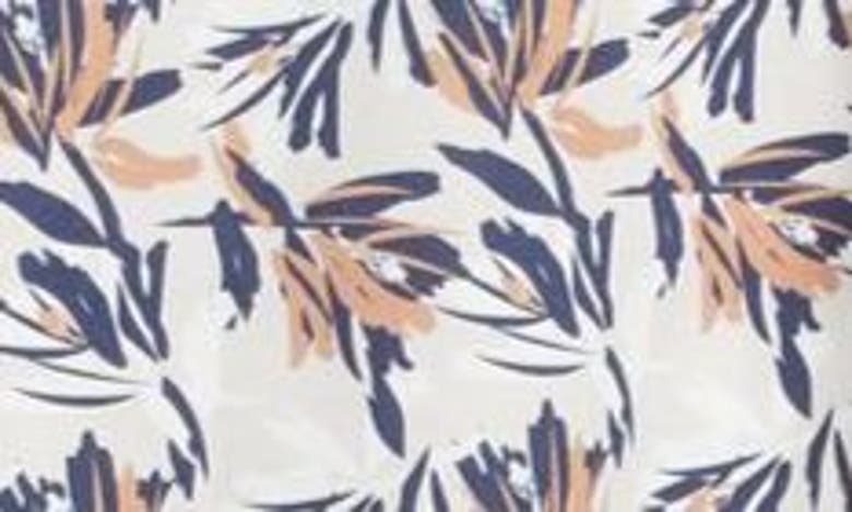 Johnston & Murphy Foliage Print Short Sleeve Cotton & Modal Camp Shirt In Ivory