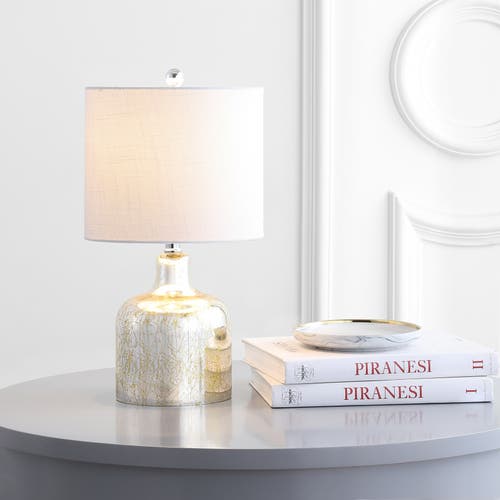 Jonathan Y Gemma Glass Bell Led Table Lamp In Gold