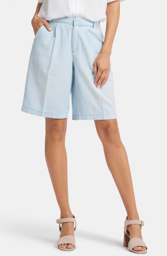 Shop Nydj Relaxed High Waist Denim Bermuda Shorts In Oceanfront