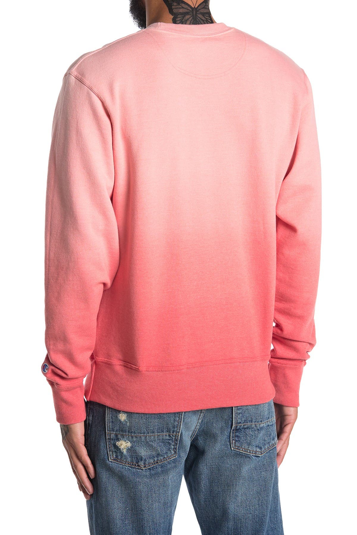 Champion Powerblend Ombre Crew Neck Pullover In Ombre Ginger Red