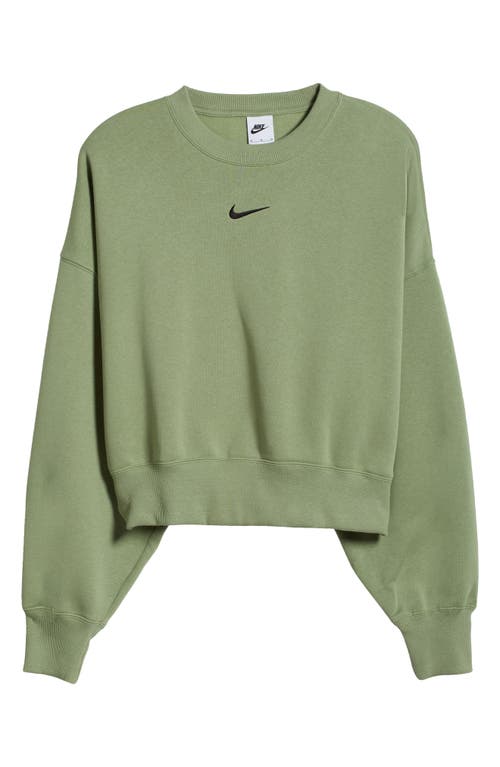 Shop Nike Phoenix Fleece Crewneck Sweatshirt In Oil Green/black