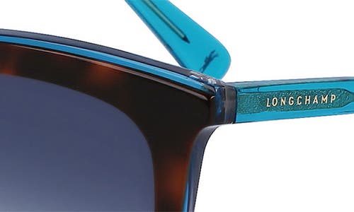 Shop Longchamp 53mm Rectangular Sunglasses In Havana/azure