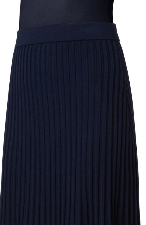 Shop Akris Punto Flared Merino Wool Rib Midi Skirt In Navy