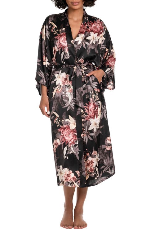 Shop Midnight Bakery Floral Wrap Robe In Midnight Tropics/black