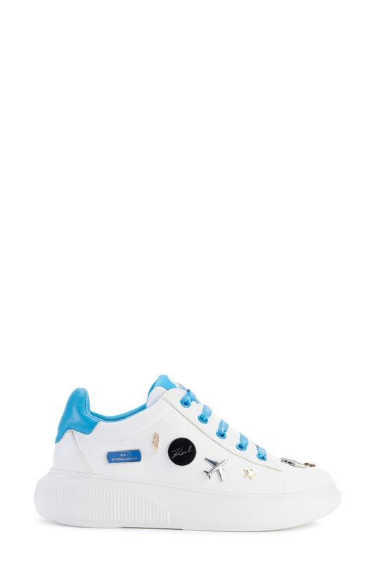 Shop Karl Lagerfeld Justina Platform Sneaker In Bright White/ Blue