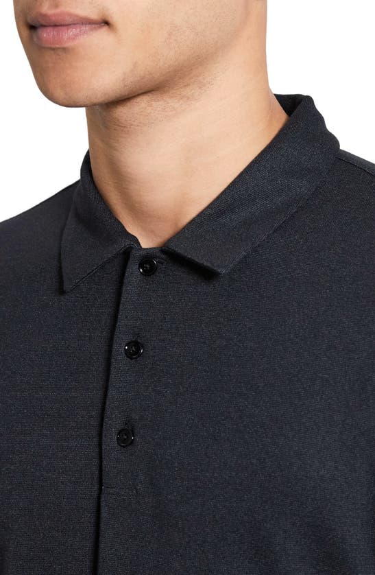 Theory Double Layered Johnny Collar Polo Shirt In Black Multi - A0p
