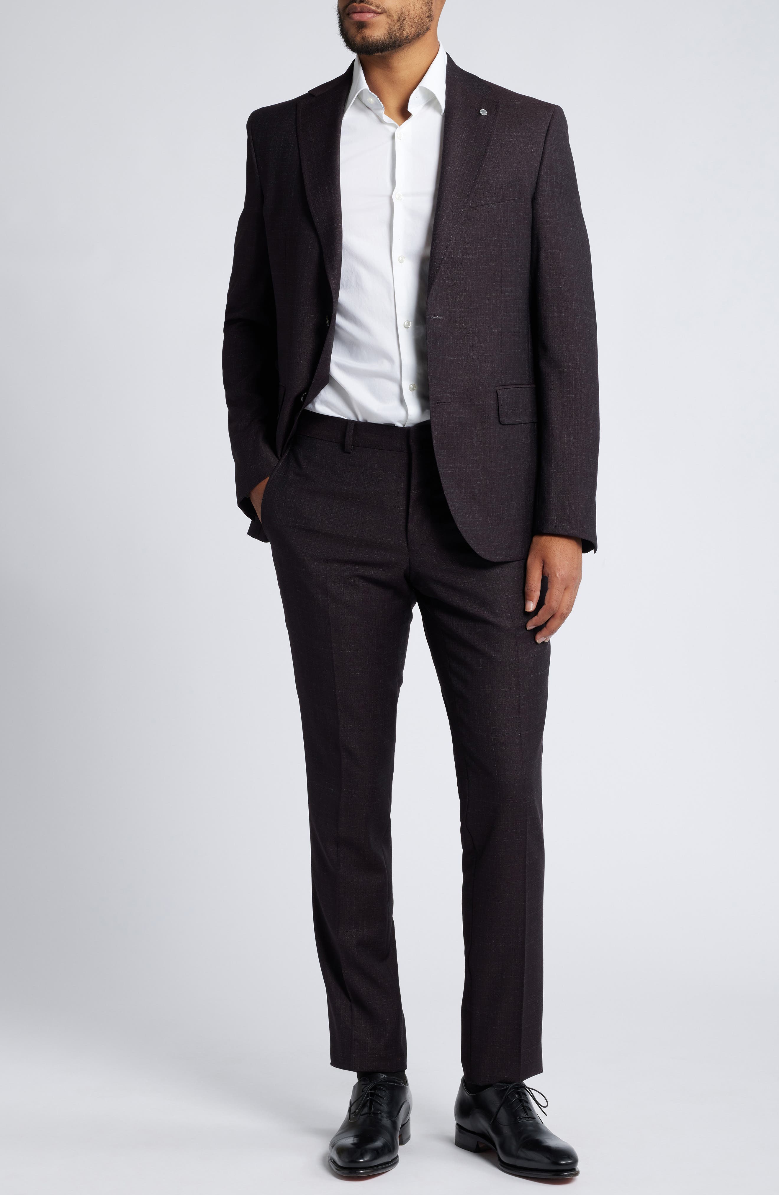 Ted Baker London Ralph Merlot Slub Wool Suit in Burgundy 