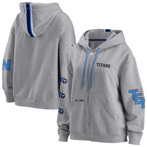 New Era Women's Tennessee Titans Navy Raw Edge Cropped Hoodie