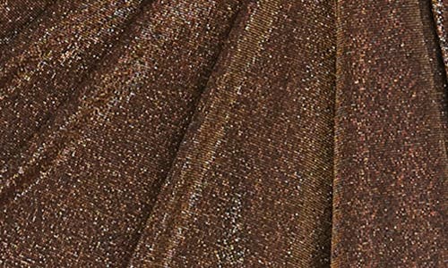 DRESS THE POPULATION DRESS THE POPULATION SHANIA METALLIC WRAP FRONT LONG SLEEVE GOWN