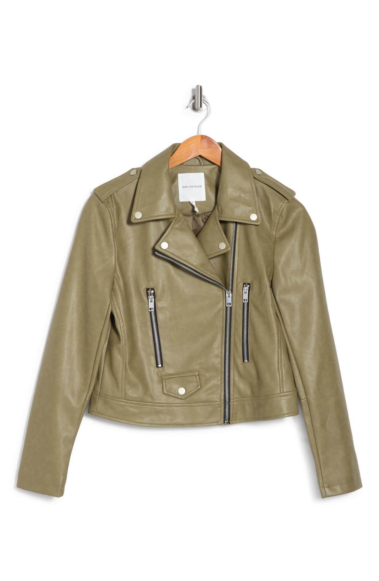 olive faux leather jacket