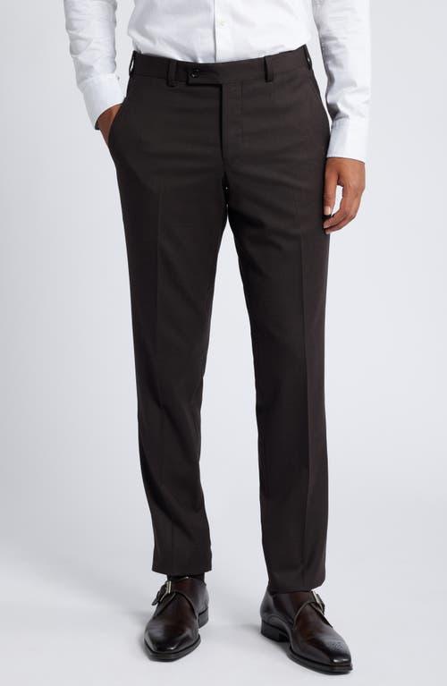 Ted Baker London Jerome Slim Fit Soft Constructed Solid Wool Dress Pants in Brown 