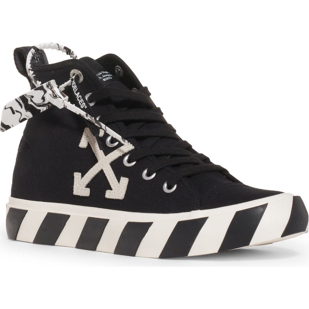 Off-white Canvas Mid Top Sneaker In Black/white