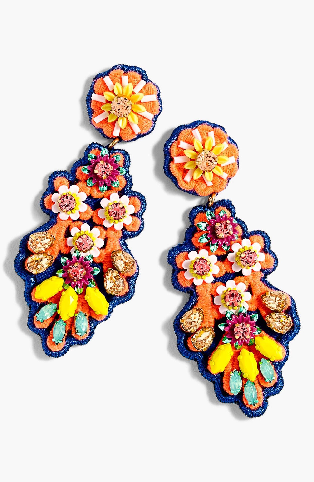J.Crew Embroidered Crystal Earrings Nordstrom