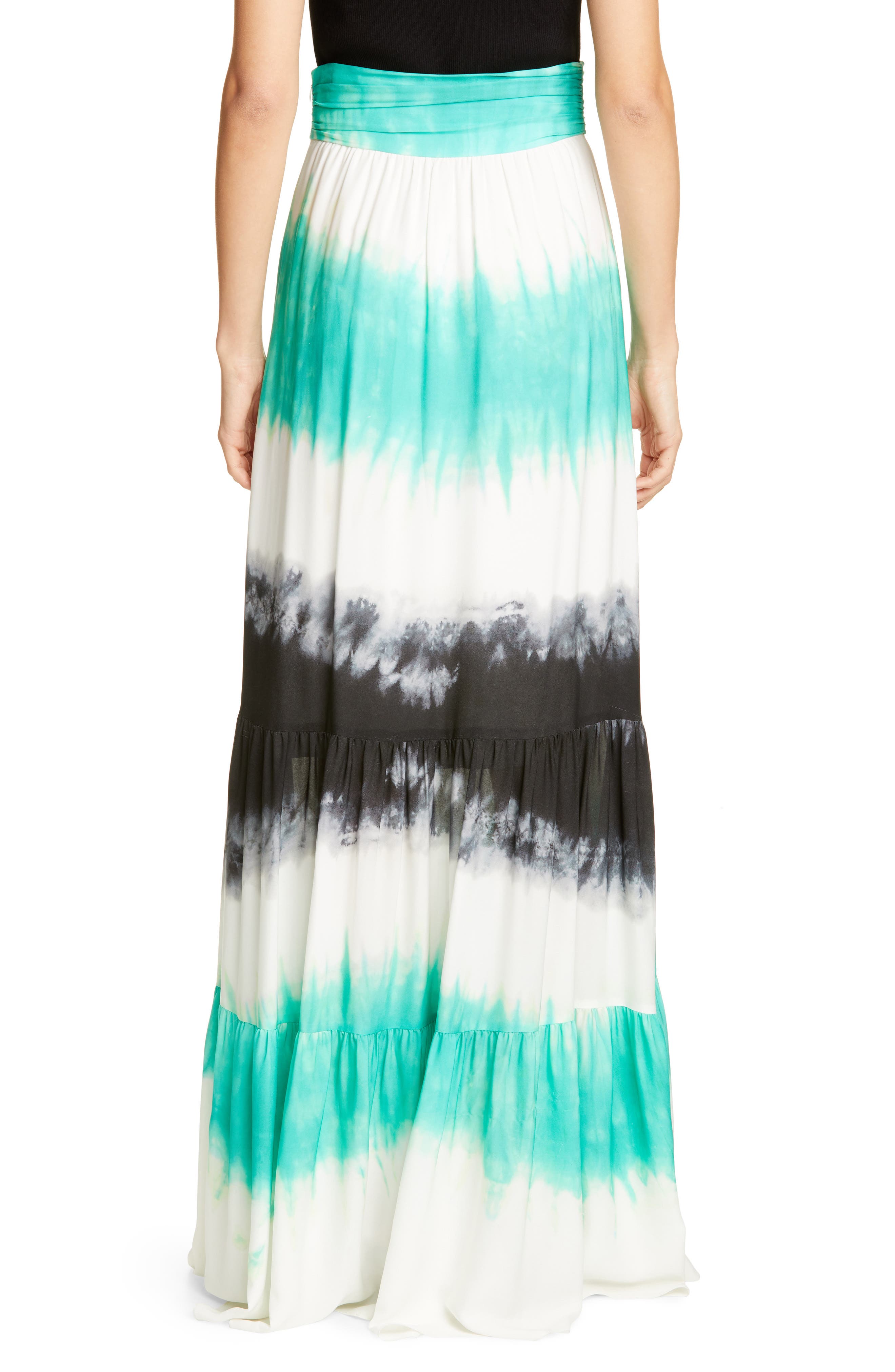 silk tie dye long skirt