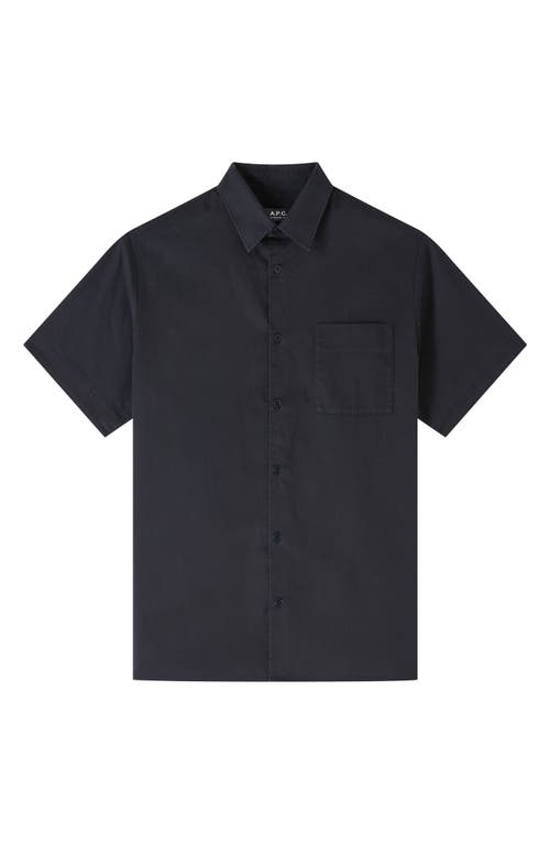 Shop Apc A.p.c. Raph Short Sleeve Button-up Shirt In Dark Navy