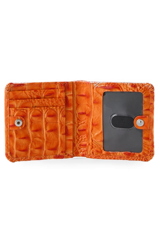 Shop Brahmin Jane Croc Embossed Leather Wallet In Mandarin Orange