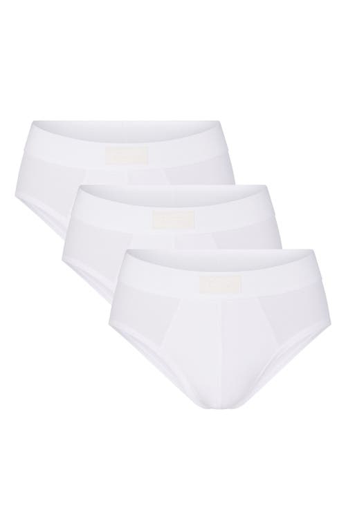 Shop Skims 3-pack Cotton & Modal Blend Briefs In Chalk