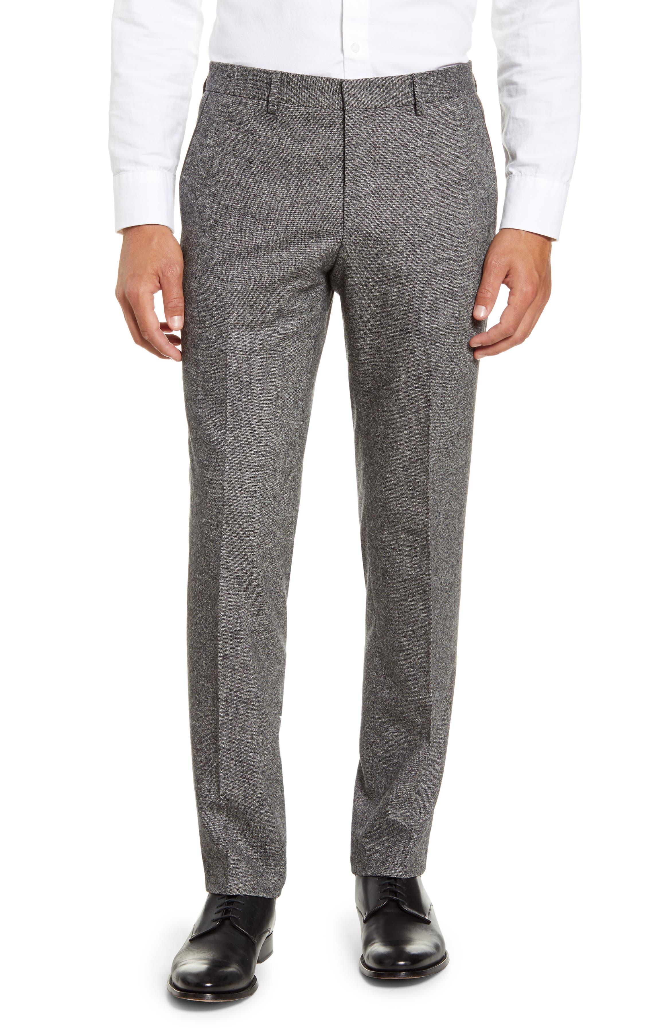 BOSS Giro Flat Front Tweed Stretch Wool Blend Dress Pants | Nordstrom