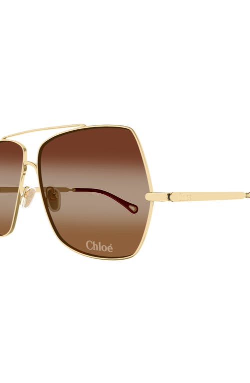 Shop Chloé 62mm Gradient Square Sunglasses In Gold 1