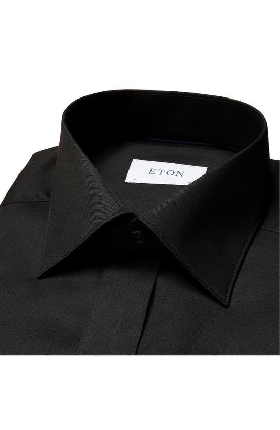 Eton Slim Fit Cotton Twill Dress Shirt In Black