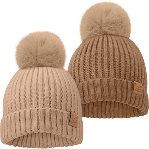 Keababies 2-pack Pom Knitted Beanie In Dune