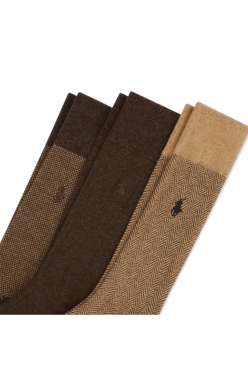 Shop Polo Ralph Lauren Assorted 3-pack Classic Gents Dress Socks In Beige