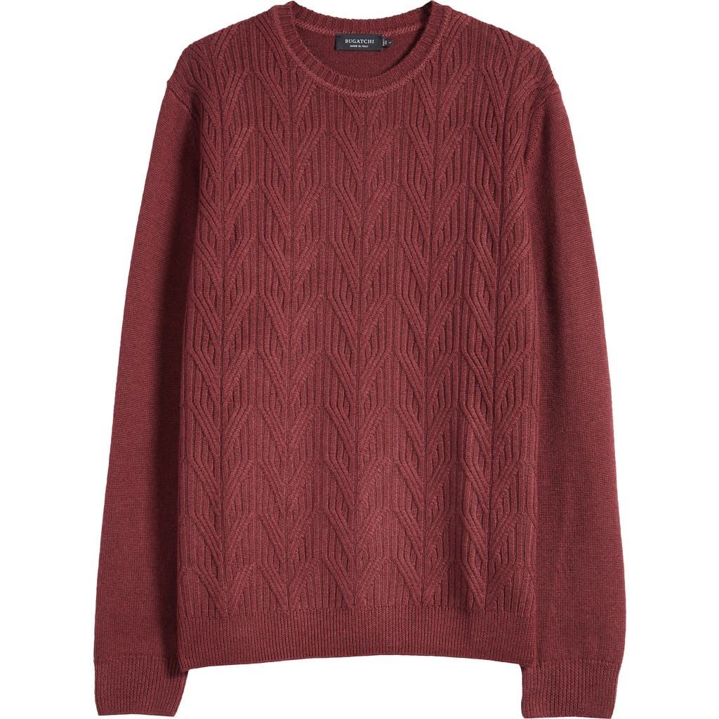 Bugatchi Cable Stitch Merino Wool Sweater In Burgundy