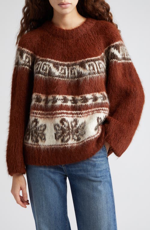 Bode Nobska Jacquard Alpaca Blend Sweater in Brown at Nordstrom, Size Large