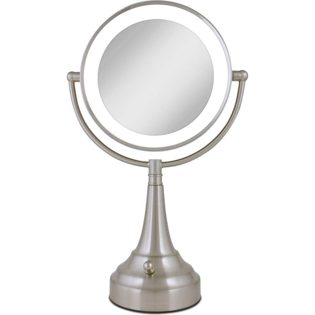 Zadro Lighted Makeup Mirror With 10x/1x Magnification, Battery & Cordless In Satin Nickel