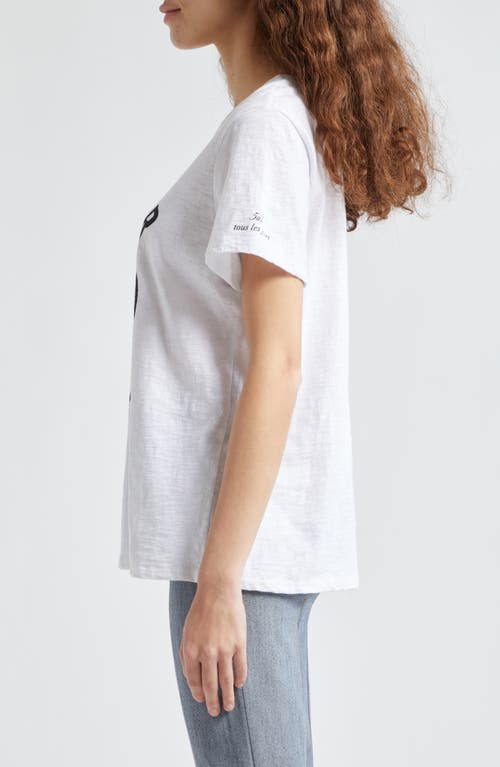 Cinq À Sept Bonjour Smiling Heart Graphic T-shirt In White/black