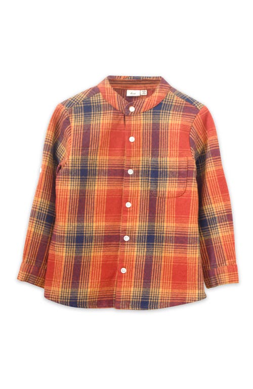 Shop Beet World Boys Long Sleeve Flannel Check Shirt In Orange Plaid