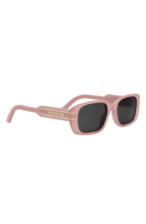 Shop Dior Signature S12i 53mm Rectangular Sunglasses In Shiny Pink/smoke