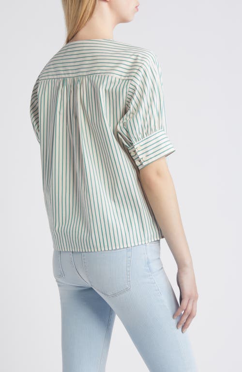 Shop Frame Stripe Cotton Popover Top In Green Gem Multi