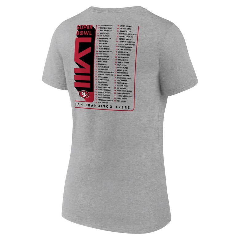 Shop Fanatics Branded  Heather Gray San Francisco 49ers Super Bowl Lviii Roster V-neck T-shirt