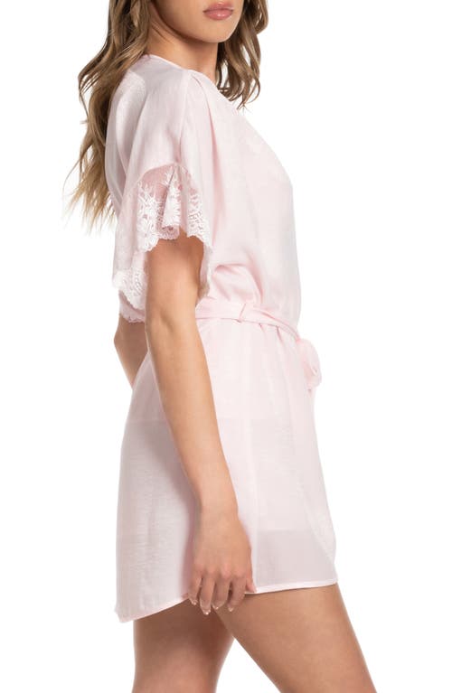 In Bloom By Jonquil Odette Lace Trim Satin Wrap In Delicate Peach