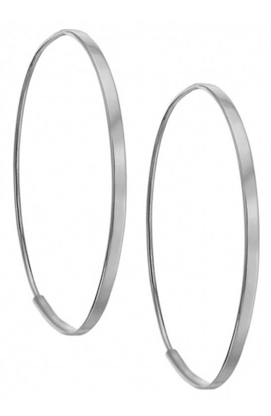Lana Jewelry Small Flat Oval Hoop Earrings In White Gold
