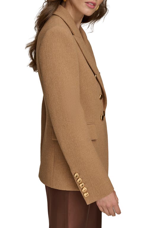 Shop Donna Karan New York Double Breasted Wool Blend Blazer In Camel