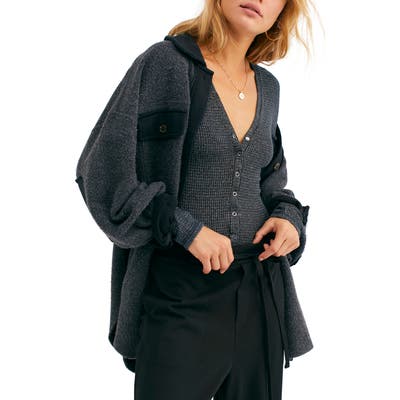 Free People Keep Your Cool Thermal Knit Bodysuit, Black