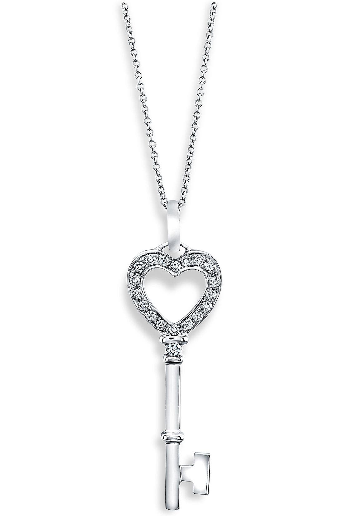 Bony Levy Pavé Diamond Heart Key Pendant Necklace (Nordstrom Exclusive