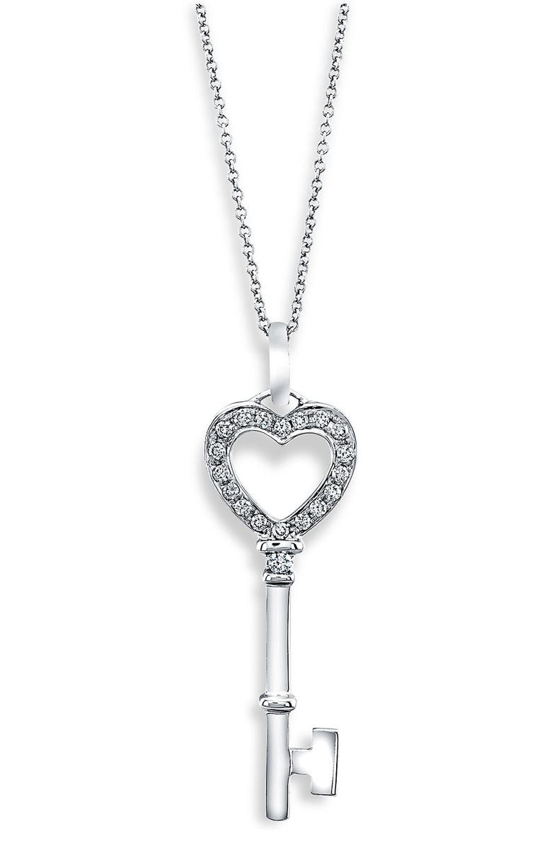 Bony Levy Pavé Diamond Heart Key Pendant Necklace (Nordstrom Exclusive ...