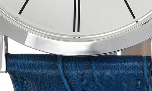 Porsamo Bleu Parker Leather Strap Watch, 42mm In Silver/blue/white