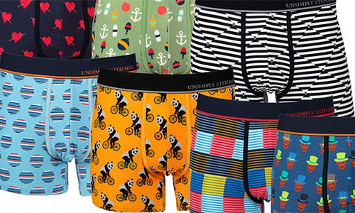 Unsimply Stitched Boxer Trunk 7 Pack In Blue Multi