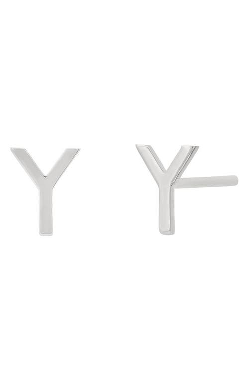 BYCHARI Initial Stud Earrings in 14K White Gold-Y at Nordstrom