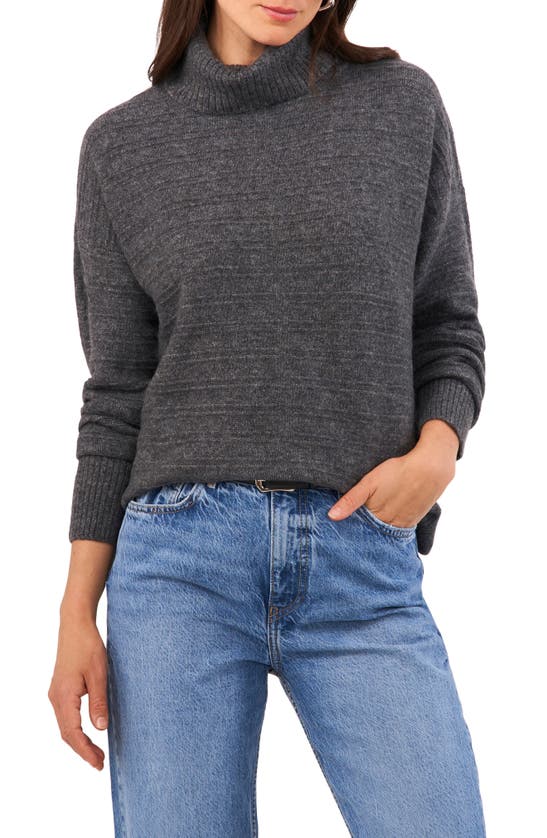 Shop Vince Camuto Textured Turtleneck Sweater In Medium Heather Grey