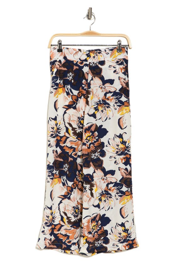 T Tahari Floral Ankle Crop Wide Leg Palazzo Pants In Ivory Floral Multi