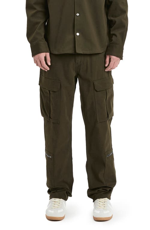 Baggy Stretch Cotton Cargo Pants in Verona Green